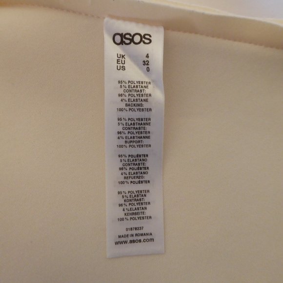 ASOS Cream Beige Structured Short Sleeve Peplum Tunic Ruffled Top NEW Size 0 - Picture 10 of 11